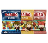 Haribo Set of 3 Harry Potter, Hermione & Ron Special Edition 160g - Fruit Gum Mix with Golden Snitch, Sorting Hat, Hedwig Owl & many more - Limited Edition