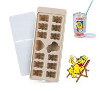 HARIBO Silicone Ice Cube Tray with Lid, Easy-Release & Flexible - DIY with HARIBO Goldbears as Ices, Cookies, and Chocolates, Funny Shape Ice Tray for Freezer, BPA Free, Dishwasher Safe (Gray)