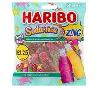 Haribo Soda Twist Zing | Case of 12 x 160g PMP Bags | Fizzy Cola & Fruit Flavoured Gummy