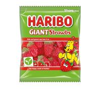 HARIBO Strawberry Flavoured Giant Strawbs - Giant in Size and Flavour, Suitable For Vegetarians, 140g (Pack of 12)