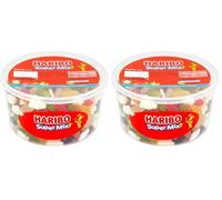 HARIBO Supermix Assorted Sweets Drum 1kg - Classic Fruit & Foam Pick & Mix, Sharing Party Tub (Pack of 2)