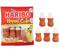 Haribo Sweets Snack Bag, Plushie Pillow Friends, Squeeze Fidget Toy - Share With Your Friends, 5 Plushies Per Pack, Pretend Imaginative Play, Gift 3+ (Happy Cola)