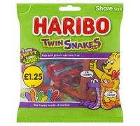 HARIBO Twin Snakes Fruit Flavour Gum Jelly Sweets Sharing Bag 140g