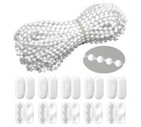 Hariendny 10 Meters (32.8 Feet) Roller Blind Bead Chain Replacement with Connectors, Roller Blind Cords, Venetian Blinds Cord for Roman Vertical Blind Chain, 10 Pcs Bead Chain Connectors (White)