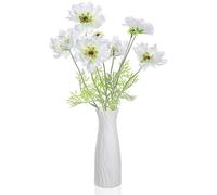 Hariendny 2 Pcs Artificial Fake Flowers Plants, 23.6 Inch Cosmos with Long Stem, Silk Flower Arrangements, Wedding Bouquets Decorations for Home Kitchen Garden Party Vase Dining Table Decor, White