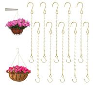 Hariendny Pack of 10 Hanging Basket Chains, 29 cm Chains for Hanging Plants, Metal Chains for Hanging Baskets, Decorative Chains for Bird Feeders, Planters, Lanterns, Wind Chimes (Gold)