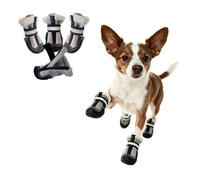 Harikaji 4PCS Winter Dog Boots with Fleece Lining Grey #1 | Dog Anti-Slip Paw Protectors, Zipper Closure Reflective Shoes for Snow Ice Cold Weather for Small Dogs