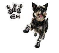 Harikaji 4PCS Winter Dog Boots with Fleece Lining Grey #2 | Dog Anti-Slip Paw Protectors, Zipper Closure Reflective Shoes for Snow Ice Cold Weather for Small Dogs