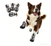 Harikaji 4PCS Winter Dog Boots with Fleece Lining Grey #4 | Dog Anti-Slip Paw Protectors, Zipper Closure Reflective Shoes for Snow Ice Cold Weather for Small Medium Dogs