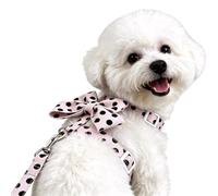 Harikaji Cat Polka Dot Harness with Leash Set Pink S | Adjustable, Pet Bow Harness, Dog Harness Pull On, for Cat Puppy Small Dogs