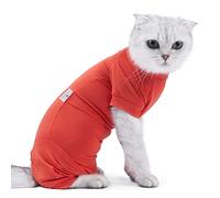 Harikaji Cat Recovery Suit, After Surgery Wear for Abdominal Wounds Spay,Pet Cat Weaning Onesie Suit(Orange,L)