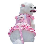 Harikaji Dog Harness Leash Set Puppy Princess Dress with Bee Pin Pull Harness for Small Medium Dog Cat Pink 2XL