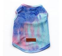 Harikaji Dog T-Shirt,Tie-Dyed Print Dog Clothes Vest,Cute Casual Pet T-Shirt for Pomeranian,Teddy,Chihuahua (Blue,XS)