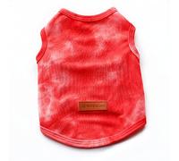 Harikaji Dog T-Shirt,Tie-Dyed Print Dog Clothes Vest,Cute Casual Pet T-Shirt for Pomeranian,Teddy,Chihuahua (Red,M)