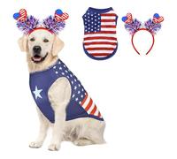 Harikaji July 4th Dog Costume Set, Patriotic Dog Vest, US Flag Dog Shirt, Independence Day Dog Outfits for Small Medium Large Dogs 2XL