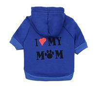 Harikaji Pet Clothes, I Love My MOM Printed Warm Puppy Cat Clothing Apparel Pet Hoodie Winter Costume Teddy Clothes for Small Dogs (S,Dark Blue)