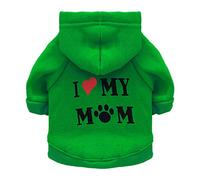 Harikaji Pet Clothes, I Love My MOM Printed Warm Puppy Cat Clothing Apparel Pet Hoodie Winter Costume Teddy Clothes for Small Dogs (XS,Green)
