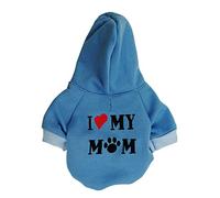 Harikaji Pet Clothes, I Love My MOM Printed Warm Puppy Cat Clothing Apparel Pet Hoodie Winter Costume Teddy Clothes for Small Dogs (XS, Blue)