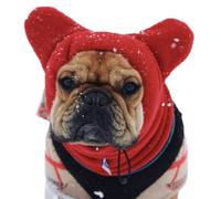 Harikaji Pet Ear Muffs, Winter Warm Dog Calming Ear Muffs Hat Quiet Snood Ear Cover Fleece Hat for Small Medium Large Dog Red S