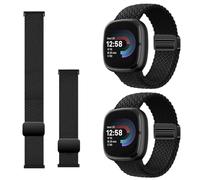 Harikiri 2 Pack Compatible with Fitbit Versa 4/3 Sense 2 Stretchy Ankle/Arm Straps,Quick Release Elastic Nylon Bicep Strap Replacement Soft breathable and highly elastic for Women Men