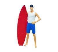 Harilla 1/64 Scale Miniature Surfing Figure Beach Surfer DIY Projects Decorative Realistic Miniature Scene Figurine Tiny Doll Models, Style C