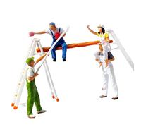 Harilla 1/87 Figure Decorator Female and Male Character Miniature for Train Railways Architecture Model Micro Landscape Layout Fairy Garden, with Ladder Rack