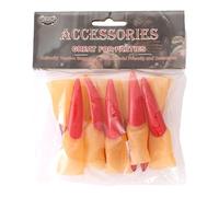 Harilla 10 Pieces Witch Fingers Witch Nails Scary Spooky Long Red Fingernails Nail Claws Finger Tips for Masquerade Stage Performance, 2cmx9cm