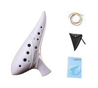 Harilla 12 Hole Alto C Ocarina Storage Bag Stylish Utility Resin Handheld Piccolo with Song Book for Adults Performance Childrens, white