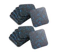 Harilla 12 Pieces Treadmill Mat Rubber Pad Shockproof Portable Non Slip Exercise Equipment Pad Anti Vibration Mat for Exercise Bike, black and blue