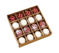 Harilla 16Pcs Christmas Tree Hanging Decorations Christmas Ball Ornaments Creative Xmas Balls for Yard Holiday New Year Home Porch, Red White