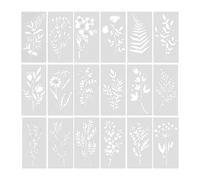 Harilla 18Pcs Flower Painting Templates Botanical Stencils Set Creative Hollow Out Patterns for Wall Art Decor Scrapbooking Children