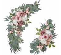 Harilla 2 Pieces Simulation Bouquet Silk Flower Arrangement Artificial Floral Swag Greenery Display Reusable Handmade No Diy suitable for event staging welcome signs banquet chairs, Pink