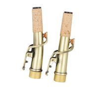 Harilla 2 Pieces Soprano Saxophone Straight and Bend Neck High Pitch Saxophone Set Orchestral Straight Curved Saxophone Neck for Sax