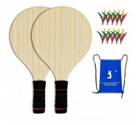 Harilla 2 Pieces Wooden Badminton Racket Set Racket Paddle Kit Shuttlecock Bag With Drawstring Storage And Easy Carry suitable for home practice community events youth exercise holiday gatherings