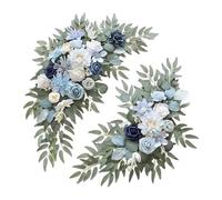 Harilla 2x Wedding Arch Flowers Artificial Flower Decorations Rustic Realistic Boho with Green Leaves for Valentines Day Front Door, Blue White