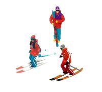 Harilla 3 Pieces HO Scale Miniature Model Skiing Figures Scenario Scenes Micro Landscape Building Road Railway Decor Wheel, A