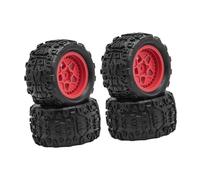 Harilla 4 Pieces 1/18 Scale RC Tires Replacement with Tooth Pattern Sturdy Repair Parts Accessories Upgrades Diameter 72.5mm, Red