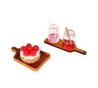 Harilla 5 Pieces Miniature Food Decor with Serving Board and Tray Detailed Dollhouse Café Scene Realistic for Tabletop Arrangements, Cake SET