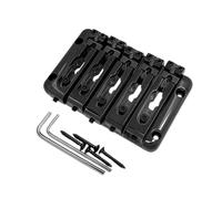Harilla 5 String Bass Bridge Fixed Saddle Bridge Sturdy Replace Part Improve Stability Guitar Parts with Wrench 15mm String Spacing, black