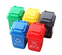 Harilla 5Pcs Plastic Mini Trash Can with Opened Lids Rubbish Bin Garbage Ob11 Dolls or 1:12 Dollhouse Furniture Decor DIY Scene Fairy Garden