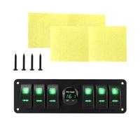 Harilla 6 Gang Rocker Switch Panel 12V on Off Switch with Stickers Professional Voltmeter Display for UTV Rvs Marine SUV, Green