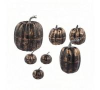 Harilla 7 Pieces Decorative Pumpkin Set Faux Pumpkin Ornaments Foam Pumpkins Rustic Accents Assorted Artificial Gourds Mantel And Table Friendly Lightweight, Black, style to 2