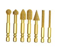 Harilla 7Pcs Diamond Grinding Bit Hexagonal Shank Garage Replacement Rotary Tool Attachment Accessory Grinding Burrs for