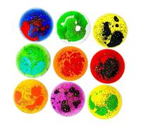 Harilla 9Pcs Sensory Soft Gel Liquid Toys Bright Colors Easy to Clean Kids Sensory Toy Liquid Motion Tiles for Childrens, 15x15cm