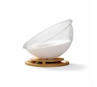 Harilla Acrylic Resting Pod Cat Bed Lounger Track Furniture acrylic shell with solid wood base for stable rest and play suitable, Extra Large, Space Capsule Turntable + Cushion Density Board