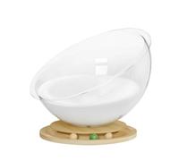 Harilla Acrylic Resting Pod Cat Bed Lounger Track Furniture acrylic shell with solid wood base for stable rest and play suitable, Extra Large, Space Capsule Turntable + Cushion Solid Wood