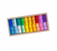 Harilla Acrylic Sensory Blocks Decorative Cube Toy Block Section Resin Material Neat Polished Edges Wooden Tray Suitable for shelf ornament desktop display, Translucent Combination No. 5
