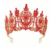Harilla Adjustable Stage Crown Bridal Tiara Rhinestone Headpiece Crystal Alloy Setting With Front Center Feature And Firm Hold, style to 3