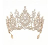Harilla Adjustable Stage Crown Bridal Tiara Rhinestone Headpiece Crystal Alloy Setting With Front Center Feature And Firm Hold, style to 12