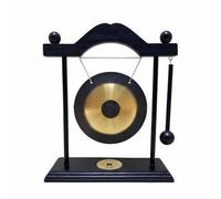Harilla Alloy Gong Stand Traditional Percussion Instrument Desktop Ornament Spiritual Meditation Tabletop Suitable for mindfulness home decoration, Blk Desktop Two-tone